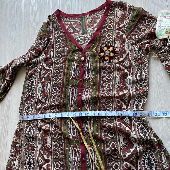 Aratta Silent Journey Duster Dress XL Sheer Brown Multicolor Boho - Picture 12 of 16